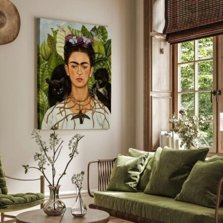 Πινακας σε καμβά FRIDA KAHLO - SELF PORTRAIT WITH NECKLACE OF THORNS - Frida Kahlo