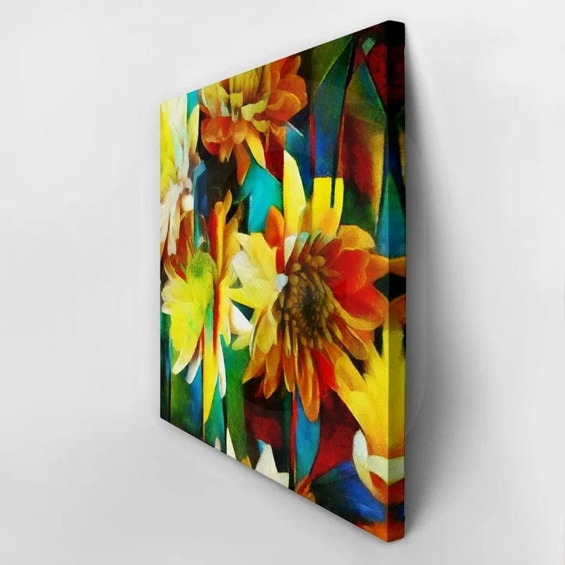 Πίνακας σε καμβά GERBERA AND CHRYSANTHEMUMS CUBISM