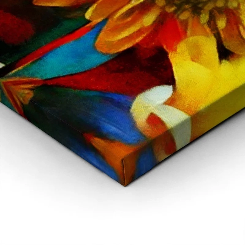 Πίνακας σε καμβά GERBERA AND CHRYSANTHEMUMS CUBISM