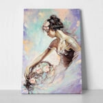 Πινακας σε καμβά GIRL WITH A BOUQUET OF FLOWERS