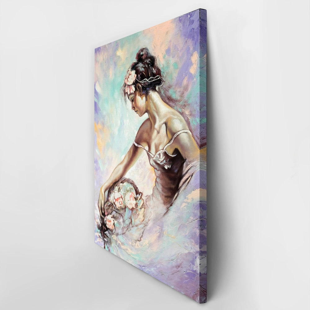 Πινακας σε καμβά GIRL WITH A BOUQUET OF FLOWERS