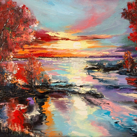 Πινακας σε καμβά GOLDEN AUTUMN FANTASY - Λιμνες - Ποταμια Sticky 4