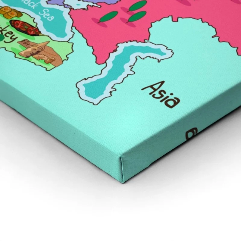 Πινακας σε καμβά ILLUSTRATION EUROPE MAP CARTOON STYLE