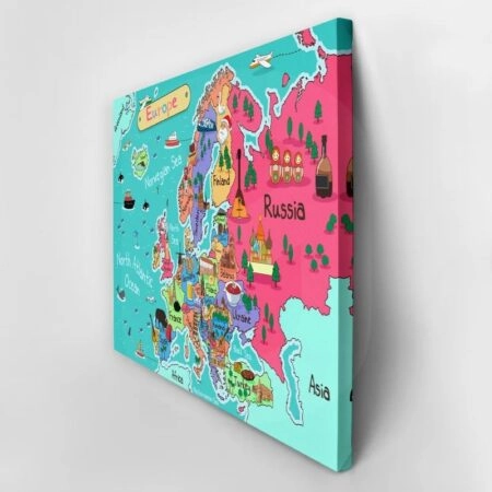 Πινακας σε καμβά ILLUSTRATION EUROPE MAP CARTOON STYLE - Παιδικοι και set Sticky 5