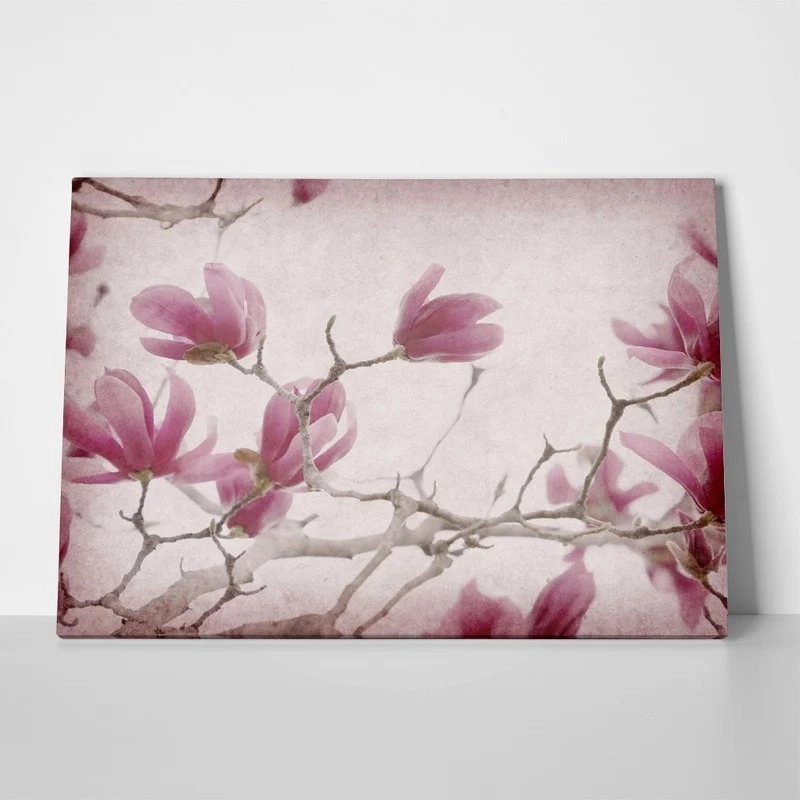Πινακας σε καμβά MAGNOLIA FLOWERS ON OLD PAPER BACKGROUND