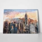 Πινακας σε καμβά MANHATTAN SKYSCRAPERS AT SUNSET