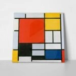 Πίνακας σε καμβά MONDRIAN - COMPOSITION WITH LARGE RED PLANE YELLOW BLACK GRAY AND BLUE