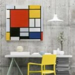 Πίνακας σε καμβά MONDRIAN - COMPOSITION WITH LARGE RED PLANE YELLOW BLACK GRAY AND BLUE