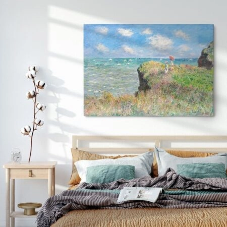 Πινακας σε καμβά MONET - WALK ON THE CLIFF AT POURVILLE - Monet Claude