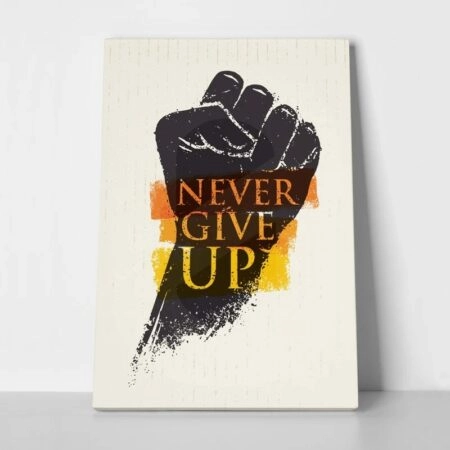 Πινακας σε καμβά NEVER GIVE UP - Typography Sticky 1