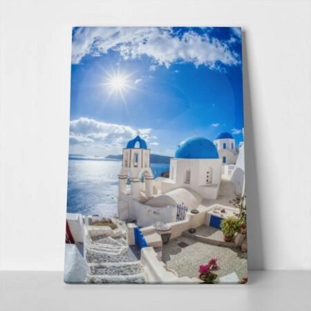 Πινακας σε καμβά OIA VILLAGE SANTORINI GREECE - Νησια