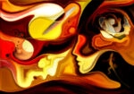 Πινακας σε καμβά PAINTING FEMALE MALE PROFILES RELATIONSHIP
