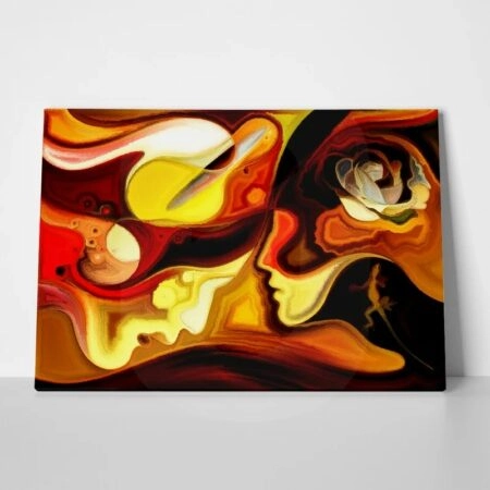 Πινακας σε καμβά PAINTING FEMALE MALE PROFILES RELATIONSHIP - Αφηρημενα και Abstract