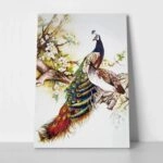 Πινακας σε καμβά PAIR OF PEACOCKS CHERRY BRANCH