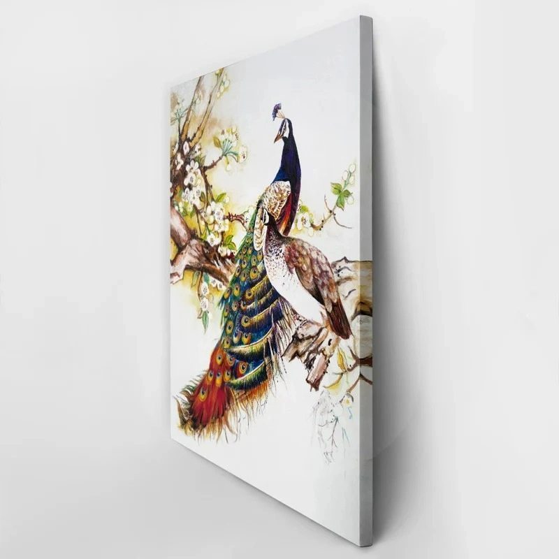 Πινακας σε καμβά PAIR OF PEACOCKS CHERRY BRANCH