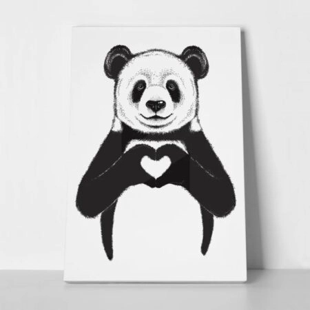 Πινακας σε καμβά PANDA HEART - Παιδικοι και set Sticky 1