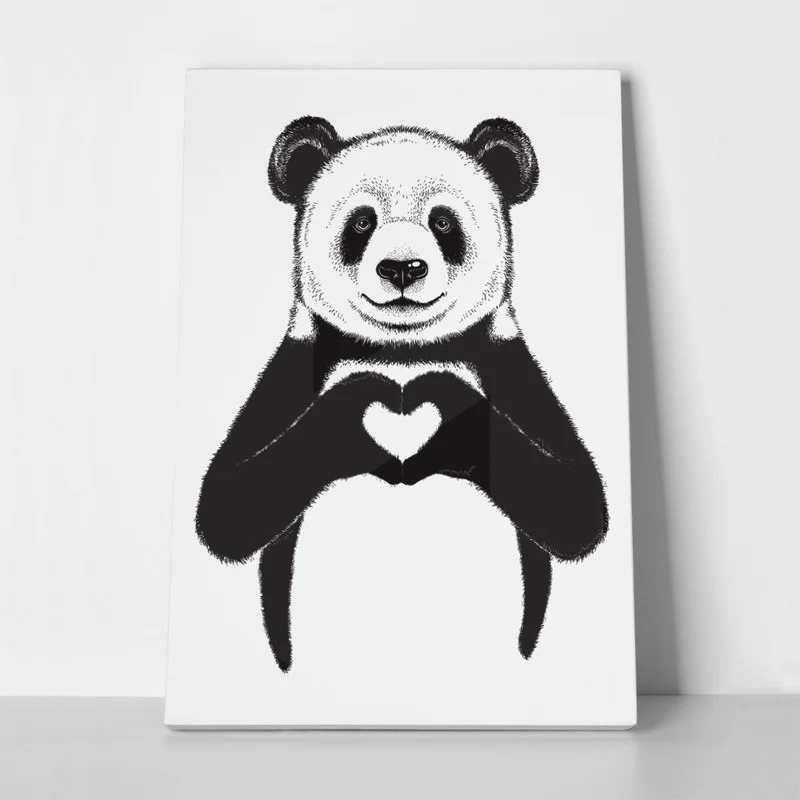 Πινακας σε καμβά PANDA HEART