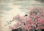 Πινακας σε καμβά PINK CHINESE LANDSCAPE