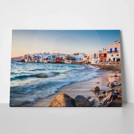 Πινακας σε καμβά ROLLING WAVES MYKONOS SUNSET - Παραθαλασσιες πολεις και χωρια