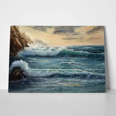 Πινακας σε καμβά SEA SHORE OIL PAINTING - Κυματα