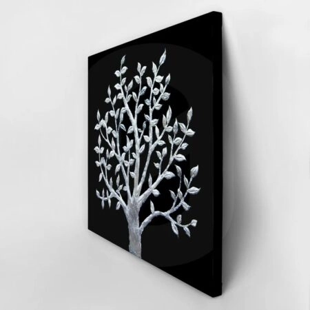 Πίνακας σε καμβά SILVER TREE ON BLACK BACKGROUND - Εργα Τεχνης Sticky 3
