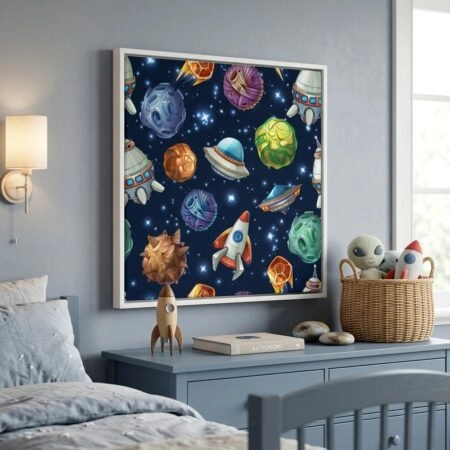 Πίνακας σε καμβά SOLAR SYSTEM COMIC - Παιδικοι και set Sticky 2