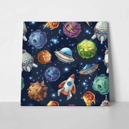 Πίνακας σε καμβά SOLAR SYSTEM COMIC - Παιδικοι και set Sticky 1