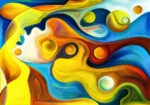 Πινακας σε καμβά SURREAL COLORFUL HUMAN PROFILES