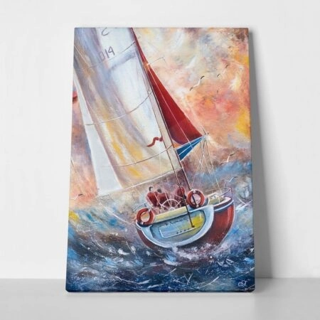 Πινακας σε καμβά THREE SAILMEN ON A SAILING BOAT - Αθληματα και Χομπυ