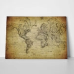 Πινακας σε καμβά VINTAGE WORLD MAP 1814