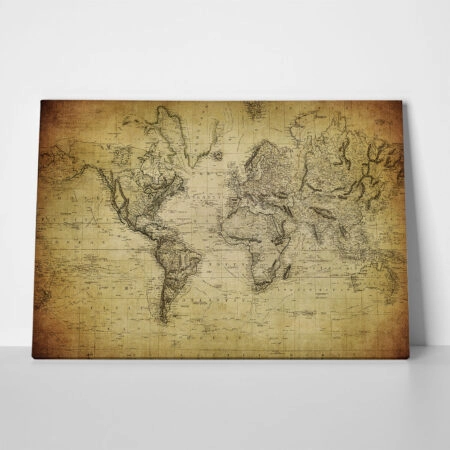 Πινακας σε καμβά VINTAGE WORLD MAP 1814 - Χαρτες
