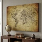 Πινακας σε καμβά VINTAGE WORLD MAP 1814