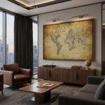 Πινακας σε καμβά VINTAGE WORLD MAP 1814