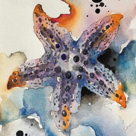 Πινακας σε καμβά WATERCOLOR STARFISH 2 - Κοχυλια Sticky 8