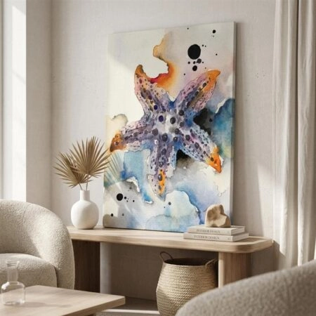 Πινακας σε καμβά WATERCOLOR STARFISH 2 - Κοχυλια