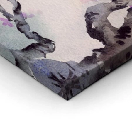 Πινακας σε καμβά WATERCOLOR SPRING LILAC JAPANESE STYLE PURPLE - Ανθη Δεντρων Sticky 1