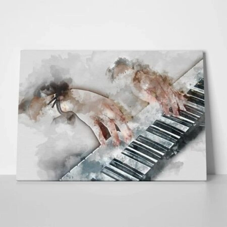 Πινακας σε καμβά WOMAN PLAYING PIANO - Πιανο - Πληκτροφορα οργανα