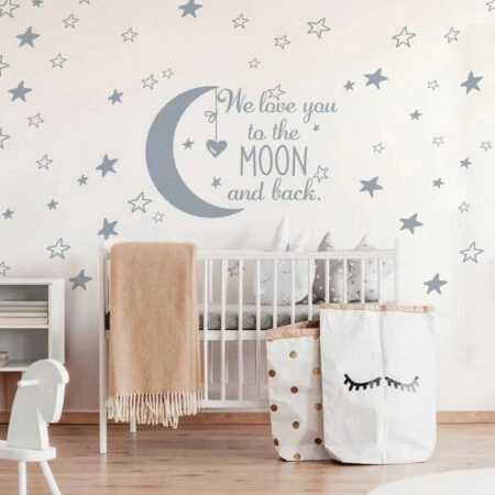 Aυτοκόλλητο τοίχου WE LOVE YOU TO THE MOON AND BACK - Βρεφικα & Παιδικά