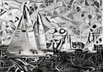 Πινακας σε καμβά YACHTS ON REGATTA MONOCHROME CUBISM