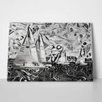 Πινακας σε καμβά YACHTS ON REGATTA MONOCHROME CUBISM
