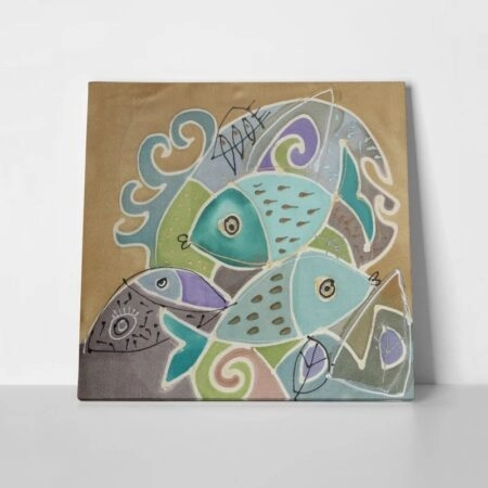 Πίνακας σε καμβά ABSTRACT PAINTING TWO FISH - Αφηρημενα και Abstract