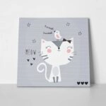 Πίνακας σε καμβά CUTE CAT BIRD VECTOR ILLUSTRATION