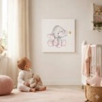 Πίνακας σε καμβά CUTE ELEPHANT WITH BUTTERFLY