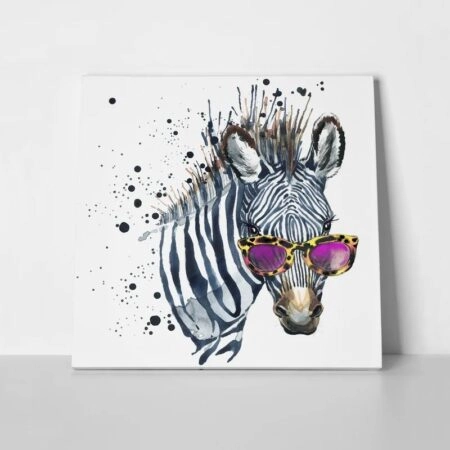 Πίνακας σε καμβά FUNNY ZEBRA SPLASH - Ζωα