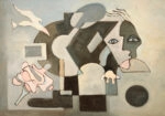 Πινακας σε καμβά ABSTRACT OIL PAINTING DOVE FACE GEOMETRICAL
