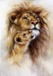 Πινακας σε καμβά AIRBRUSH PAINTING LOVING LION