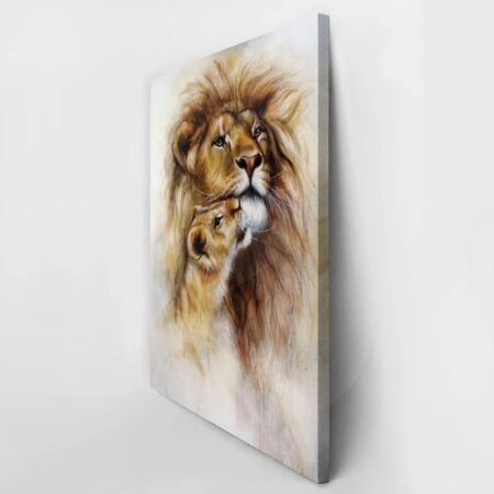 Πινακας σε καμβά AIRBRUSH PAINTING LOVING LION - Ζωα Sticky 2