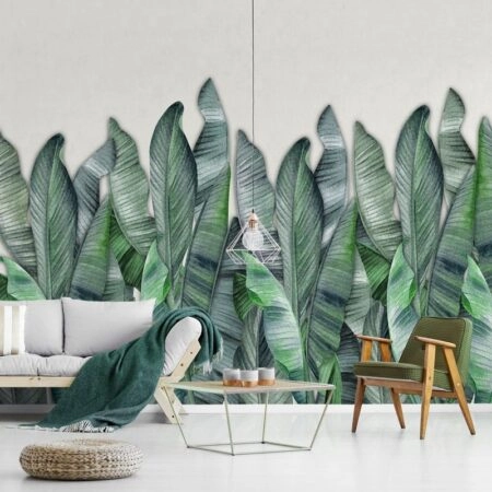Αυτοκόλλητη Ταπετσαρία τοίχου BANANA LEAVES WATERCOLOR - Tropical