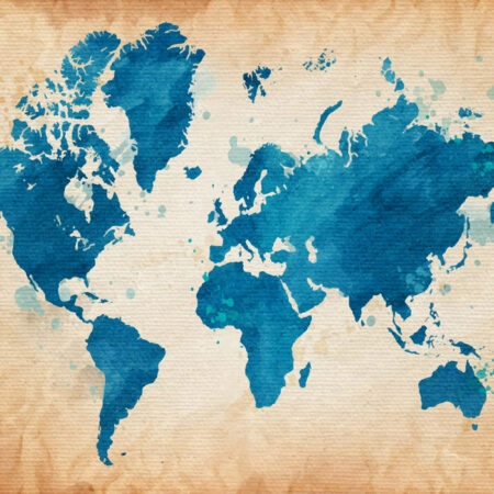 Πινακας σε καμβά BLUE WATERCOLOR TEXTURED MAP - Χαρτες Sticky 4