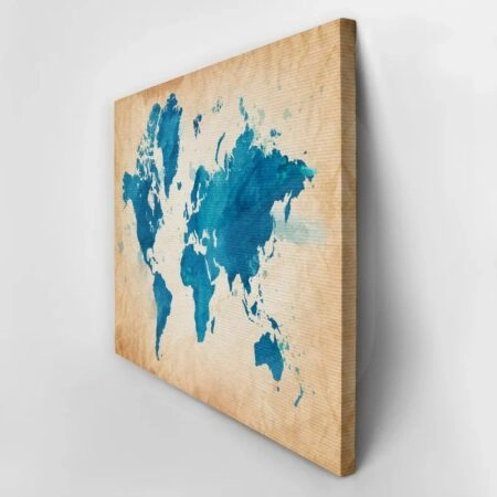 Πινακας σε καμβά BLUE WATERCOLOR TEXTURED MAP - Χαρτες Sticky 2